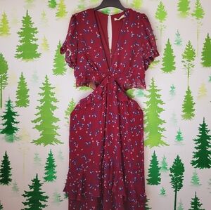 Wayf Cut Out Ruffled Tiered Maxi Dress.